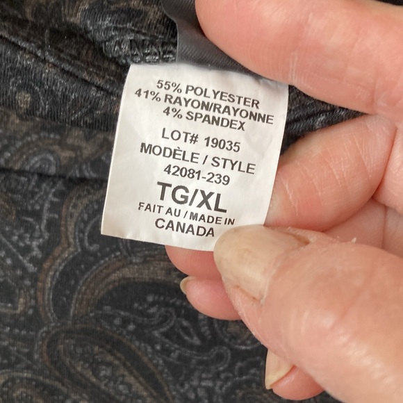 Casual pull on pants in small paisley pattern in neutral tones - Picture 4 of 6